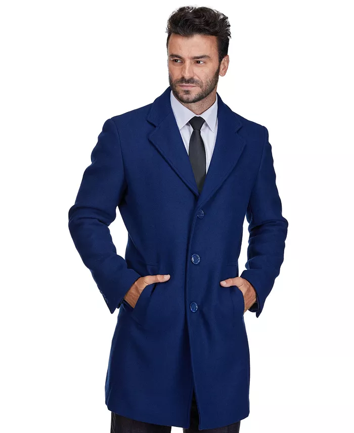 

Мужское шерстяное пальто Walker Car Coat с отложным воротником Braveman, синий