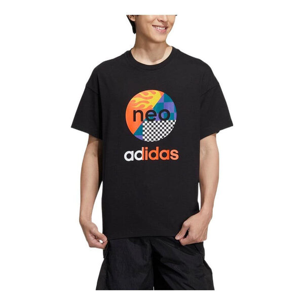 

Футболка adidas neo Logo Printing Round Neck Pullover Short Sleeve Black T-Shirt, черный