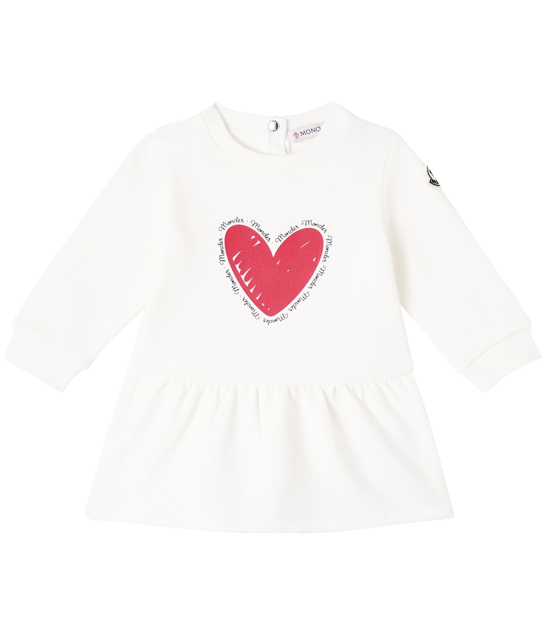 

Платье из хлопчатобумажного трикотажа с принтом для младенцев Moncler Enfant, белый