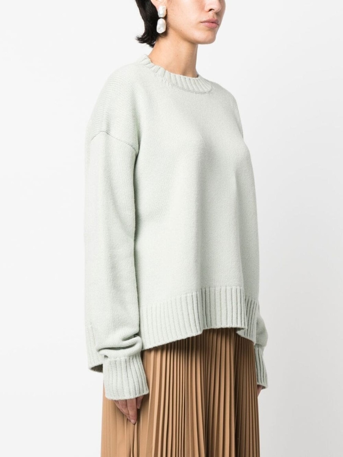 Jil Sander кашемировый джемпер тонкой вязки, зеленый — фото 3