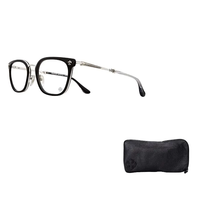 

Chrome Hearts Пластиковая и металлическая квадратная оправа для очков унисекс черная, Black Frame with Silver Edge