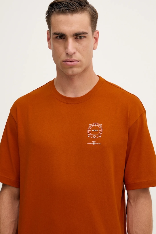 Хлопковая футболка te_voyage BOSS Orange, оранжевый — фото 4