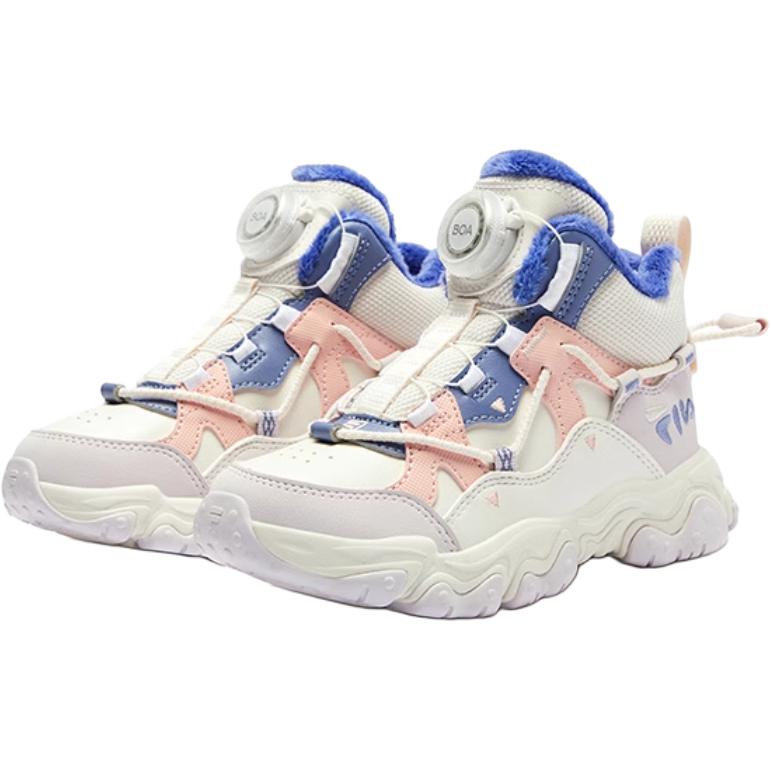 FILA KIDS Детские кроссовки BOA с противоскользящей подошвой, износостойкие, средней высоты, белого и фиолетового цвета, для детей 3–7 лет — фото 2