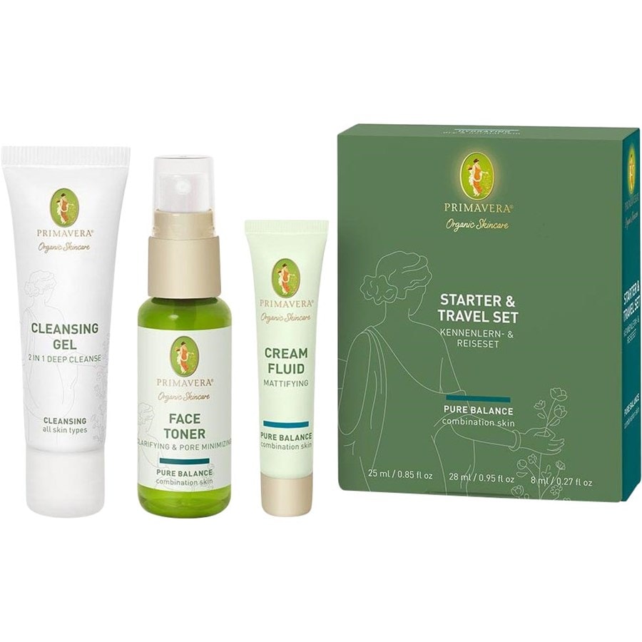 

Крем для лица PRIMAVERA Starter & Travel Set, Pure Balance 2-in-1 Deep Cleansing Gel 25 ml + Face Toner 28 ml + Cream Fluid 8 ml / 1 Stk.