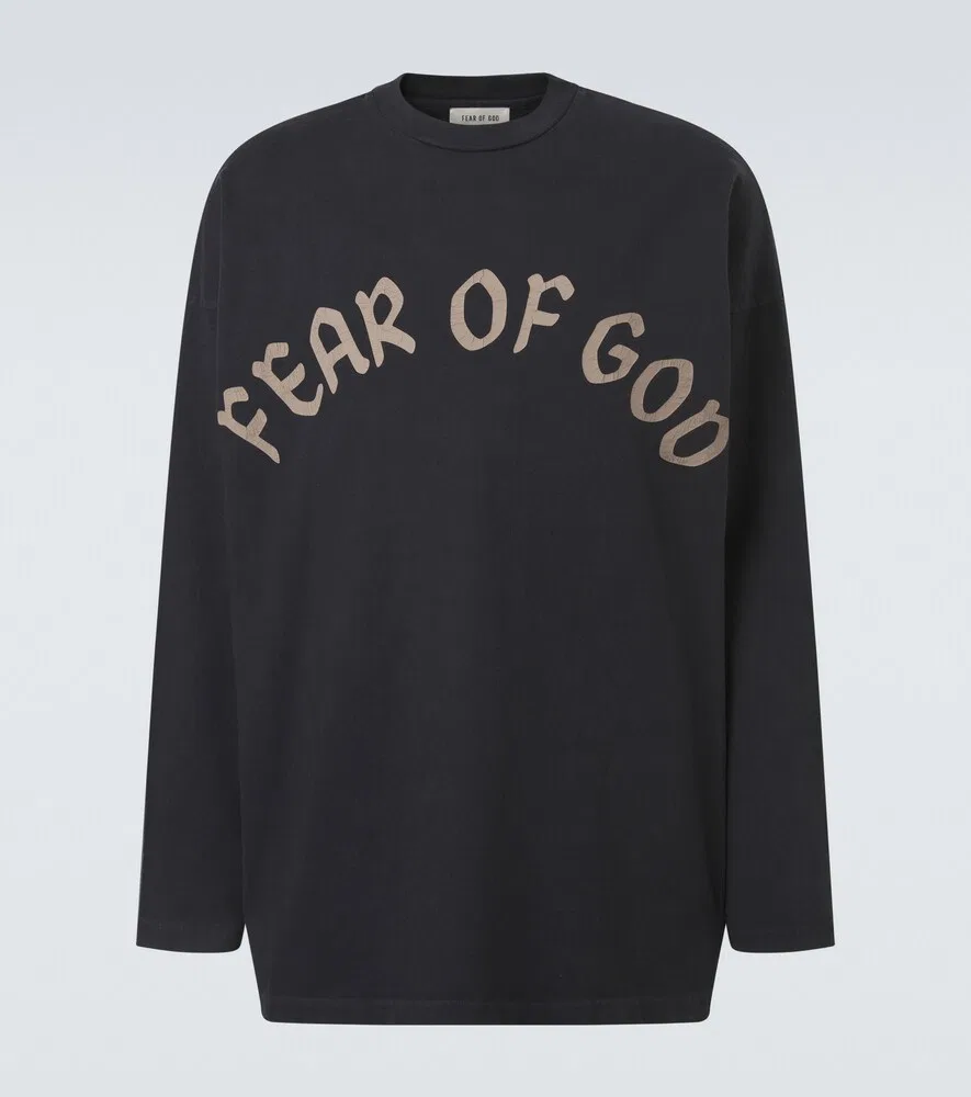 Футболка из хлопкового трикотажа с логотипом Fear of God, черный