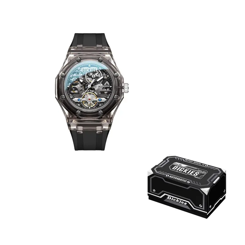 

Dickies Часы Wrist Watch Mechanical Movement Silicone Strap White Dial Men's Watch, 240U60LYXCL-568P1-17JX Black Dial