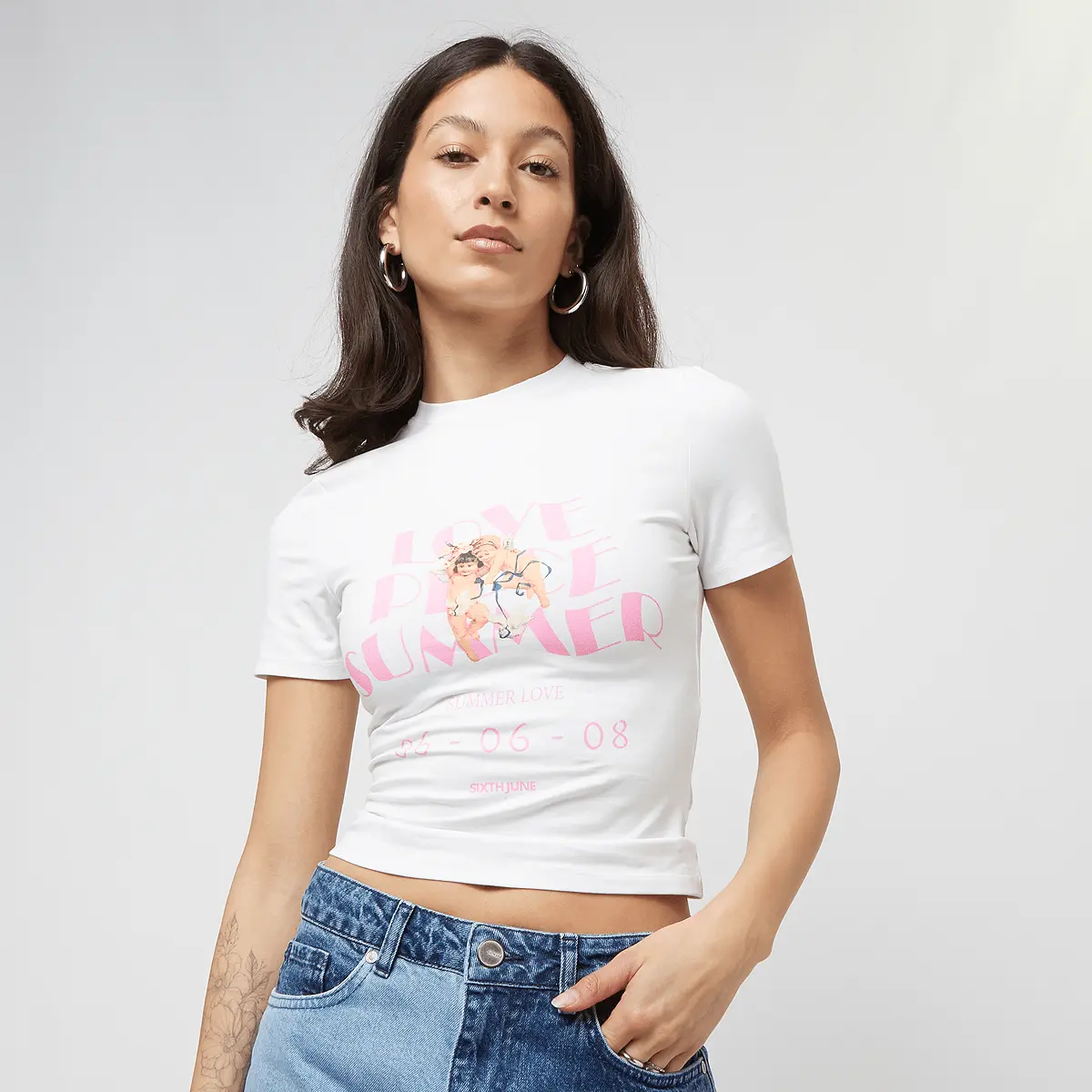 

Футболка Sixth June Love Summer Print Bodycon Shortsleeve Tee, белый/белый