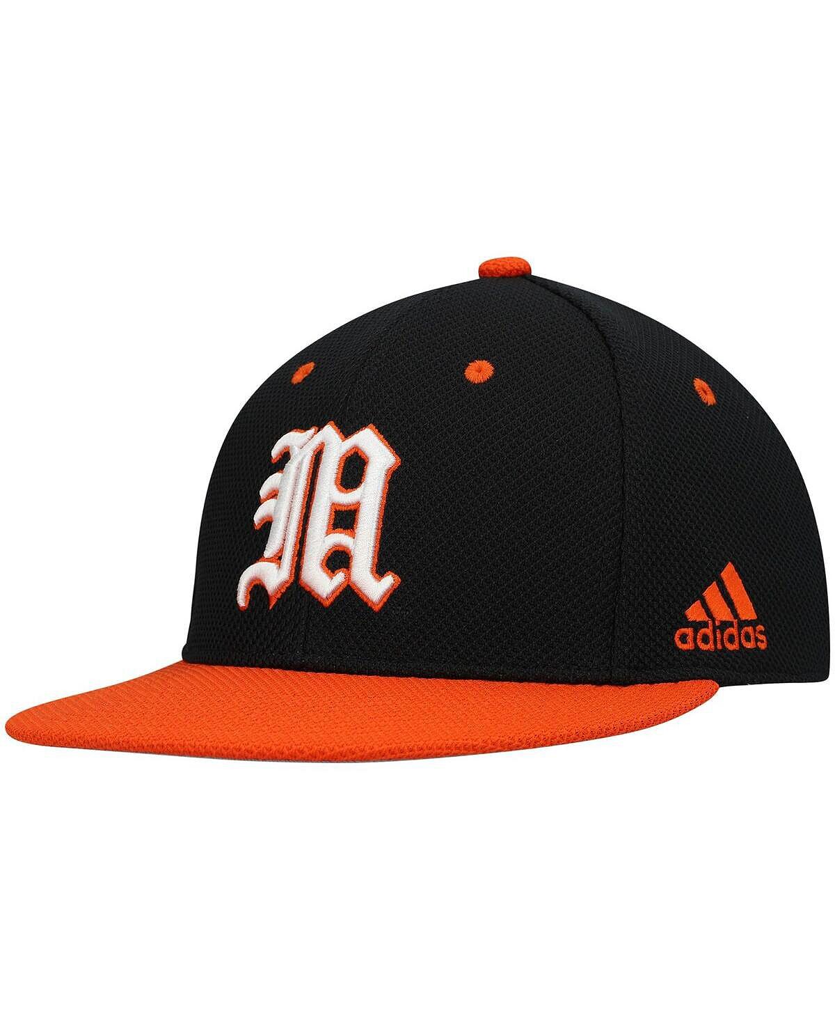 

Мужская черно-оранжевая бейсбольная бейсболка Miami Hurricanes adidas