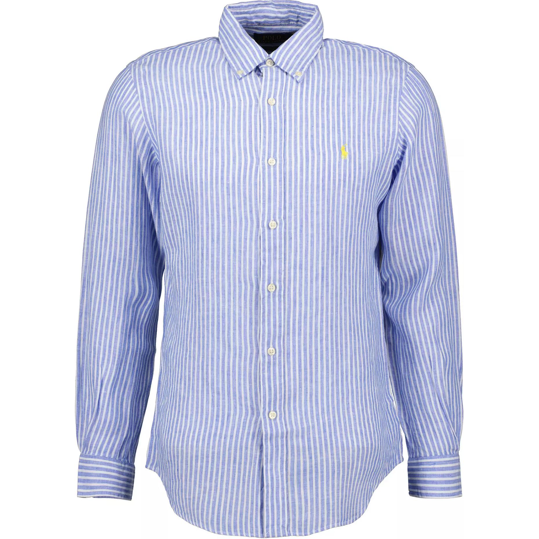 Полосатая Рубашка с Длинными Рукавами Polo Ralph Lauren, Сине-Белая — фото 2