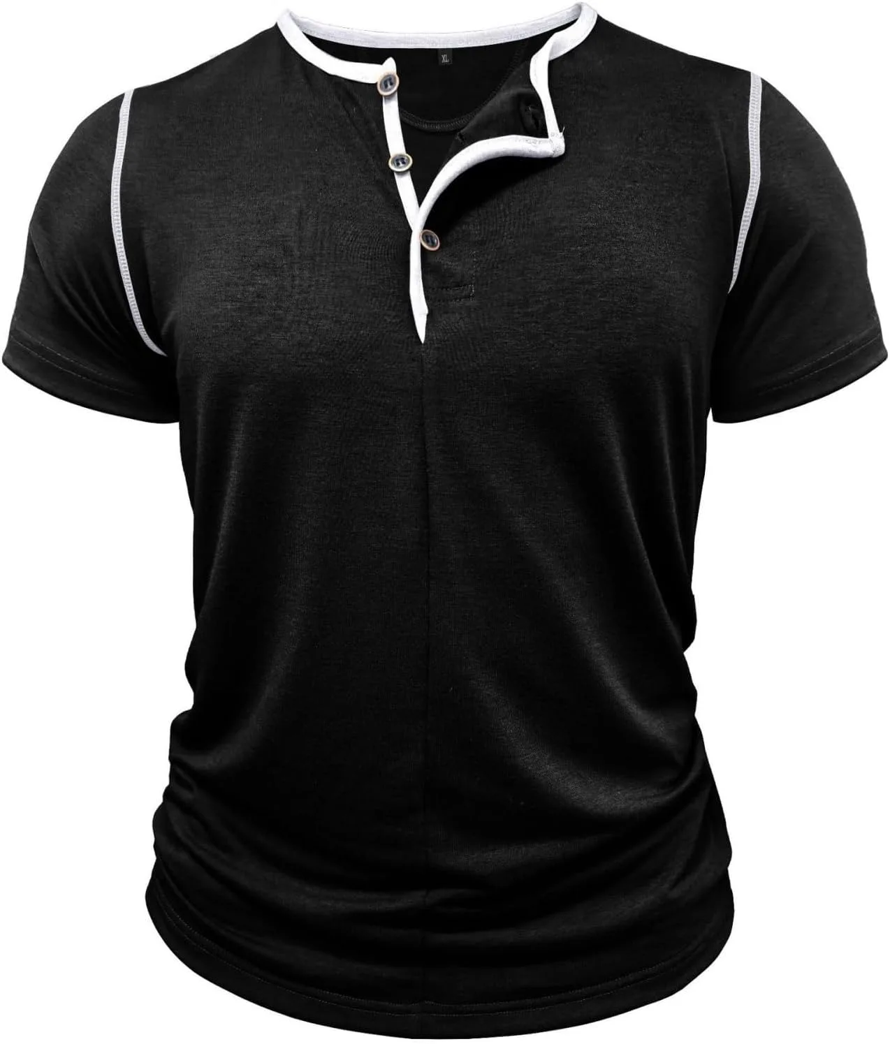 

Мужская повседневная ретро рубашка-поло Henley с коротким рукавом, M-3XL WENKOMG1