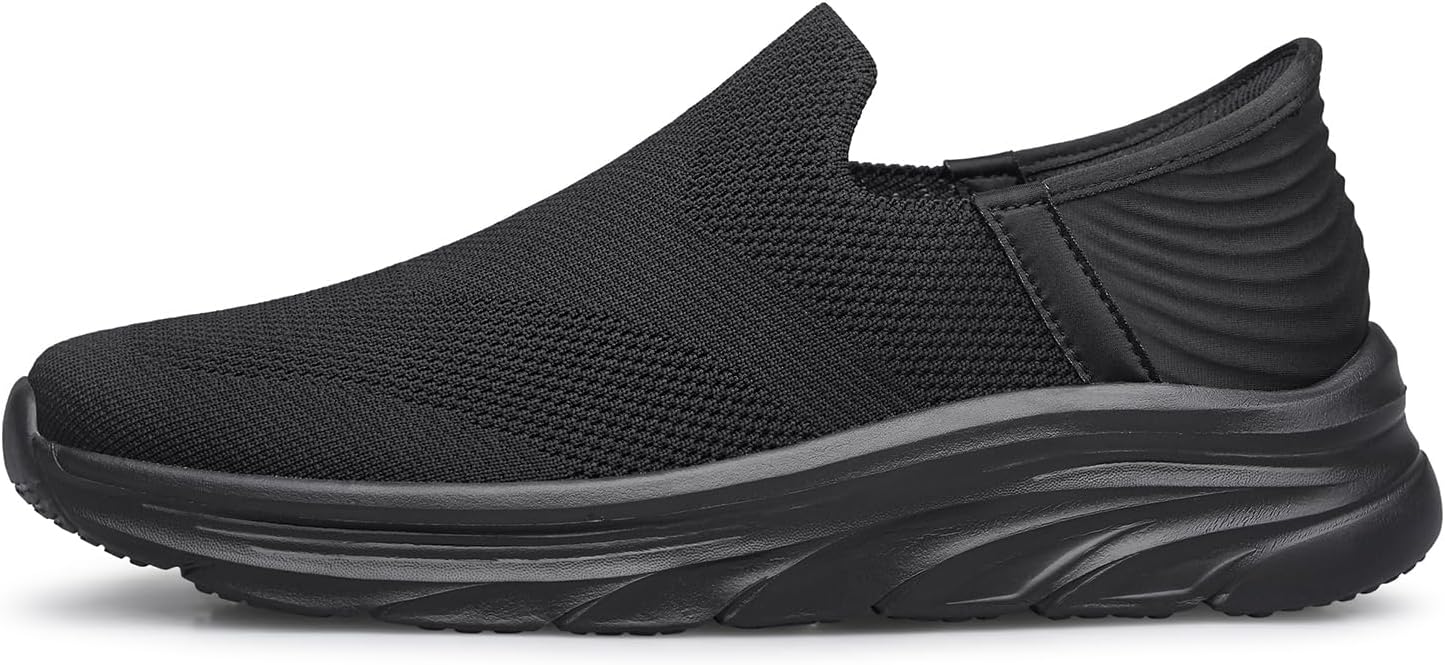 

Мужские слипоны BQQ легкие противоскользящие кроссовки для прогулок и тренировок, дышащие повседневные теннисные туфли, черный