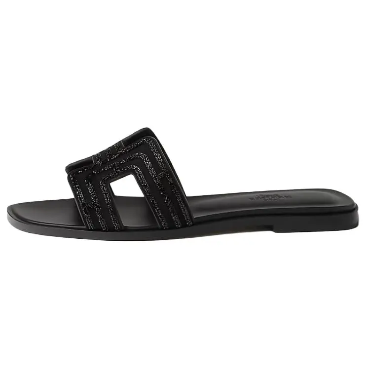 HERMES Тапочки-слайды Oran, женские, черные