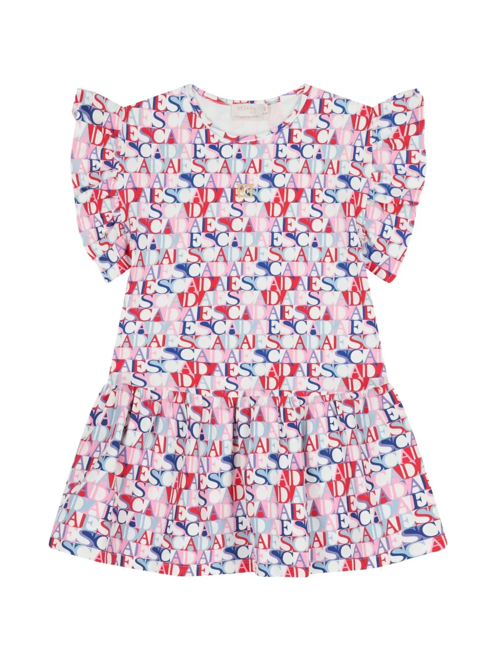 Платье с оборками и принтом Escada Kids, розовый