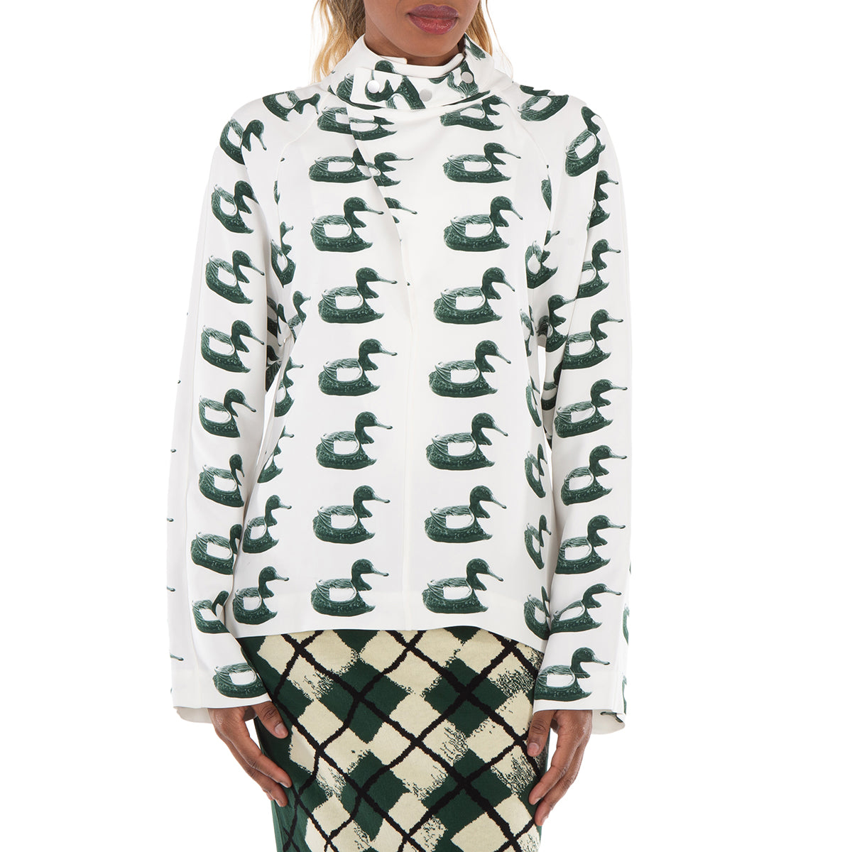 

Блузка из вискозы с принтом Waterbird от Burberry, Vine Ip Pattern