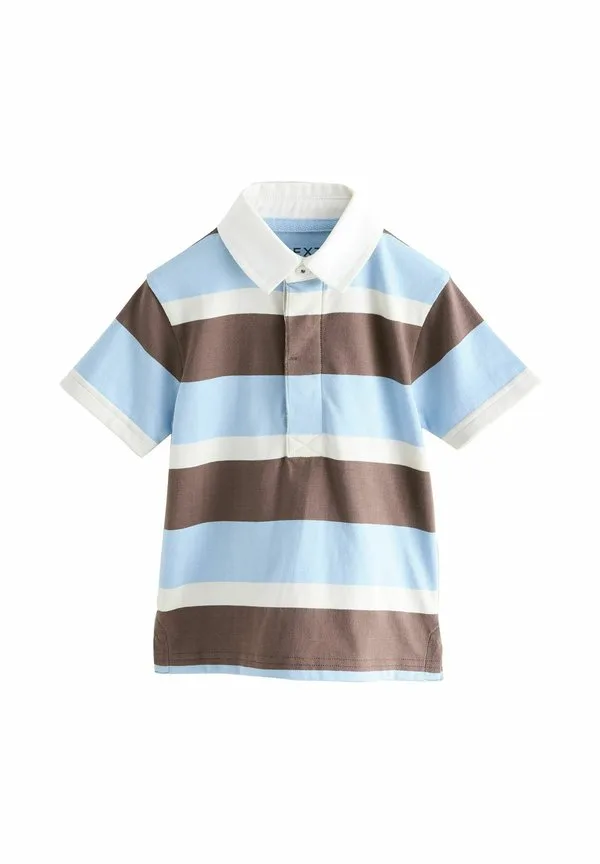 Рубашка-Поло для регби с коротким рукавом, стандартного кроя Next, Chocolate Brown/Blue/White