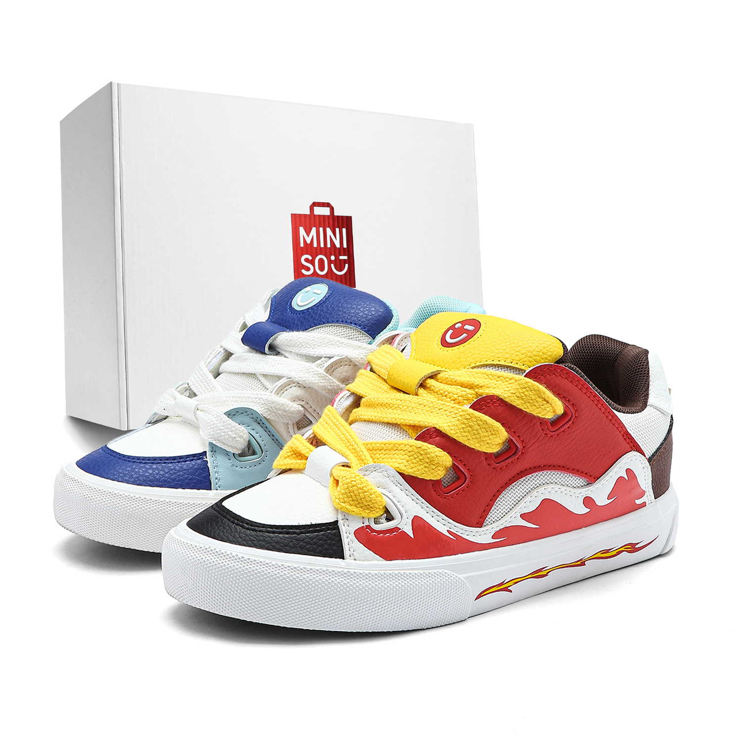 

Низкие кроссовки для скейтбординга Unisex MINISO, красный синий mismatched