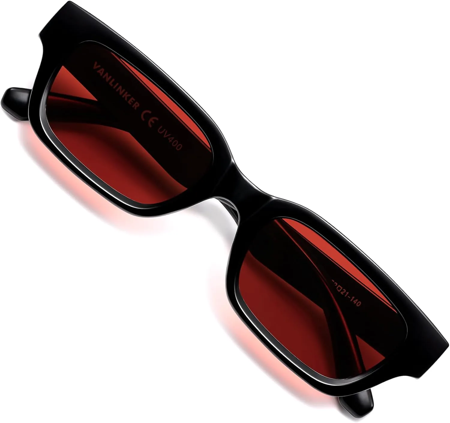 

Поляризованные модные маленькие узкие квадратные солнцезащитные очки VANLINKER «кошачий глаз» для женщин в стиле ретро-винтаж VL9846, Black Frame Red Lens