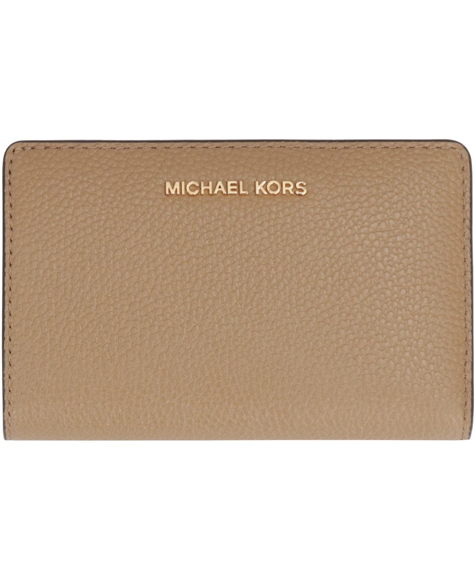 

Кошелек из зерненой кожи с застежкой на кнопку. Michael Kors, бежевый