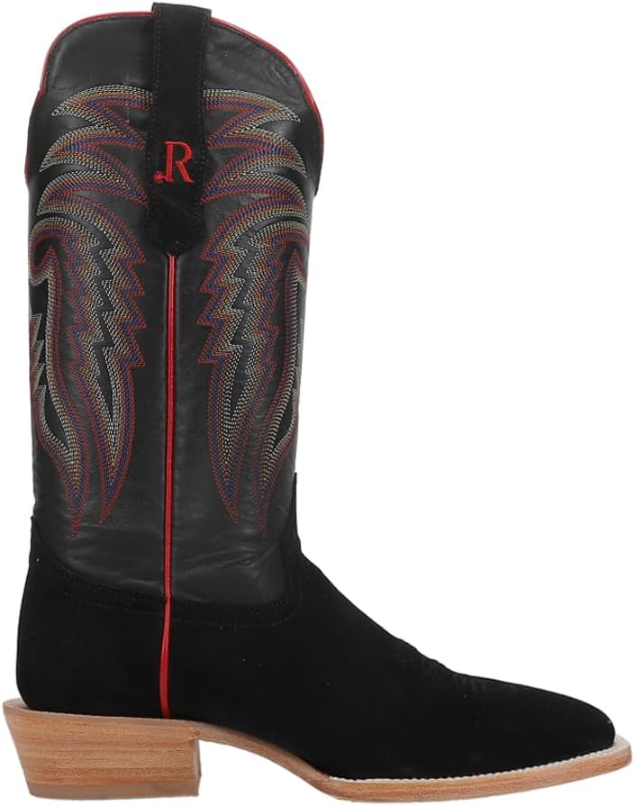 

Мужские ботинки R. Watson черные с грубой отделкой, широкий вышитый квадратный носок, повседневные ботинки средней длины - черные R. Watson Boots