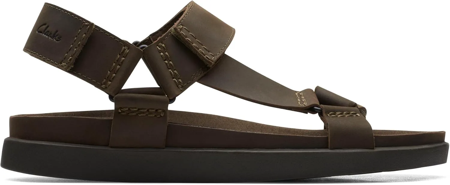 Мужские сандалии с задником Clarks, темно-оливковый — фото 2