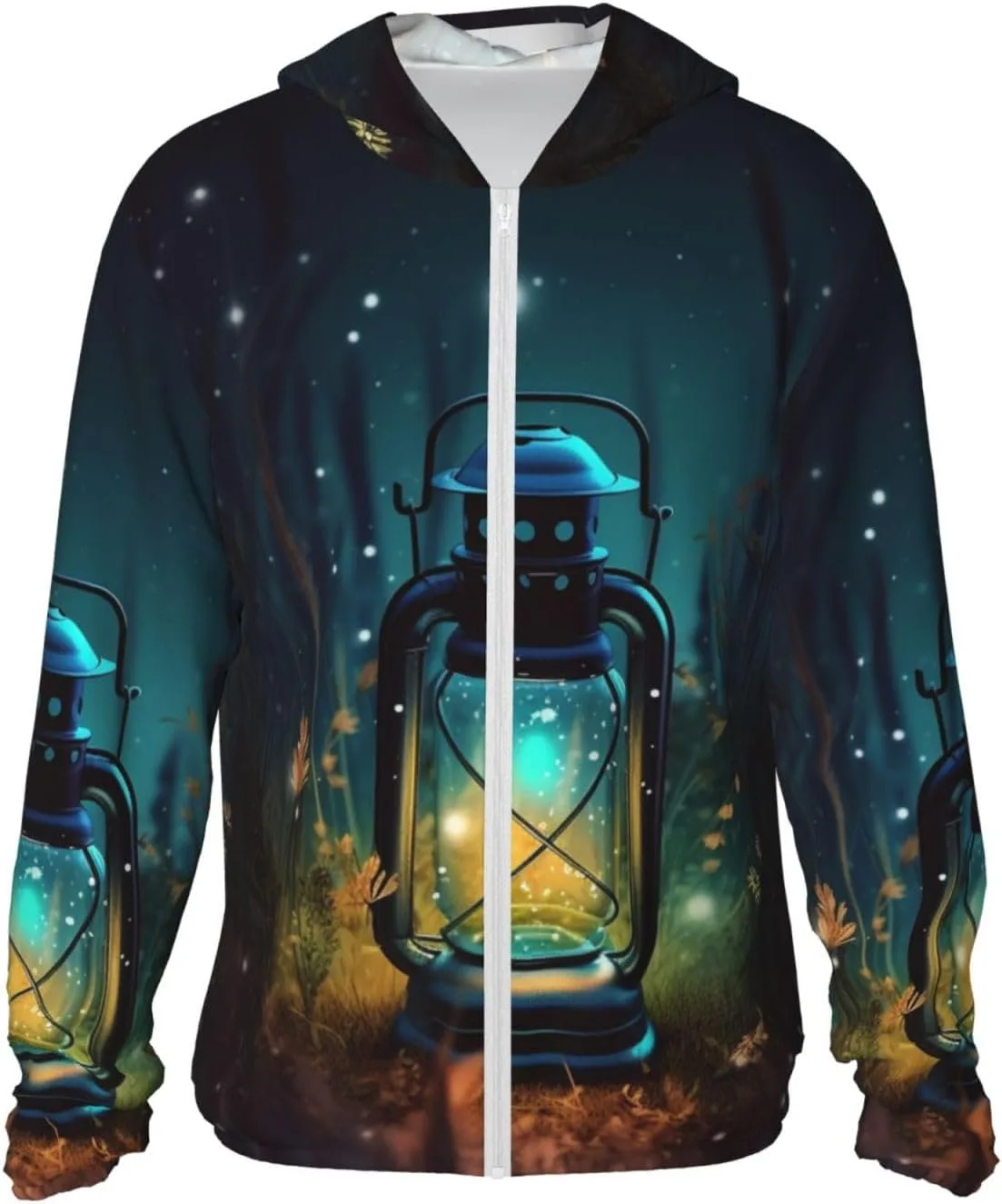 

UPF 50+ худи для защиты от солнца с принтом Fireflies and Lantern, быстросохнущее HCBPWVQA