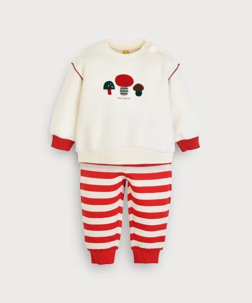 Комплект из лонгслива и брюк moimoln Bear Holiday, из флиса, красный