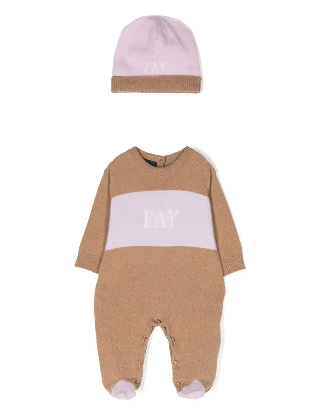 

Комплект из шапки бини и пижамы с логотипом Fay Kids, нейтральный