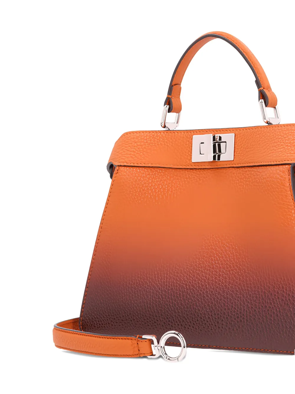 Маленькая кожаная сумка-тоут Peekaboo ISeeU Fendi, коричневый — фото 3