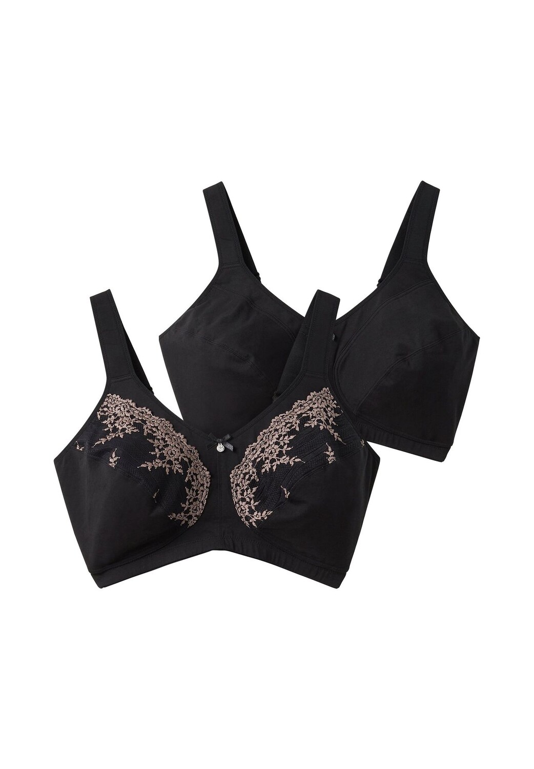 

Бюстгальтер в двойной упаковке, с кружевом и однотонный sheego, цвет Schwarz Taupe