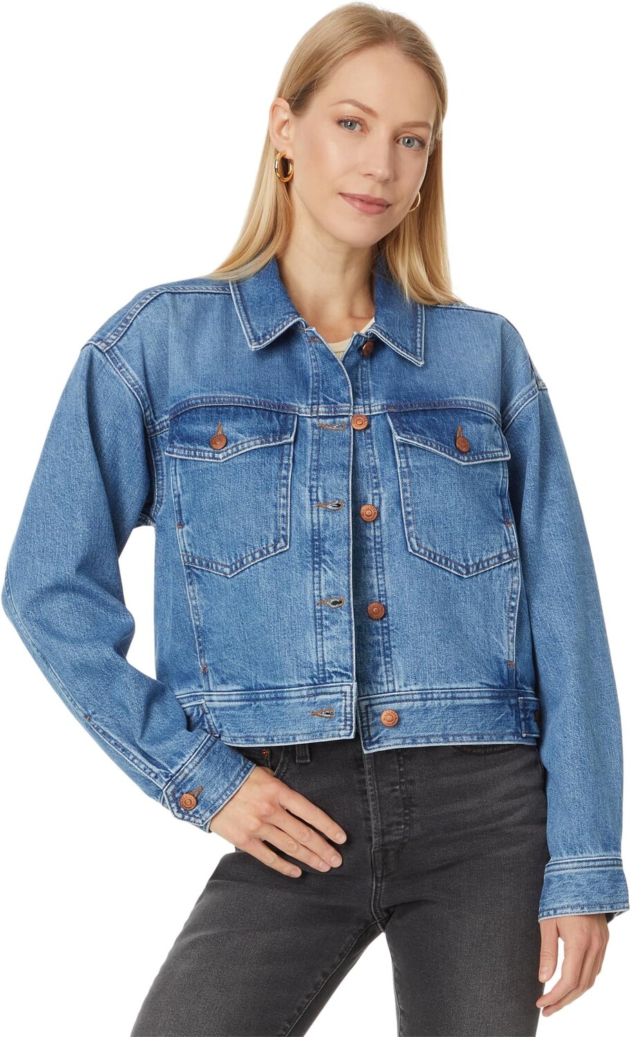 

Куртка Madewell Clean Crop Oversized Jeans Jacket in Grenhart Wash, цвет Grenhart Wash