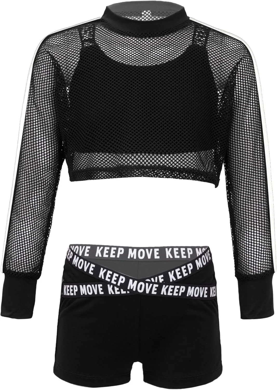 Детский спортивный костюм с топом на бретелях HULIJA, 3 предмета, Black