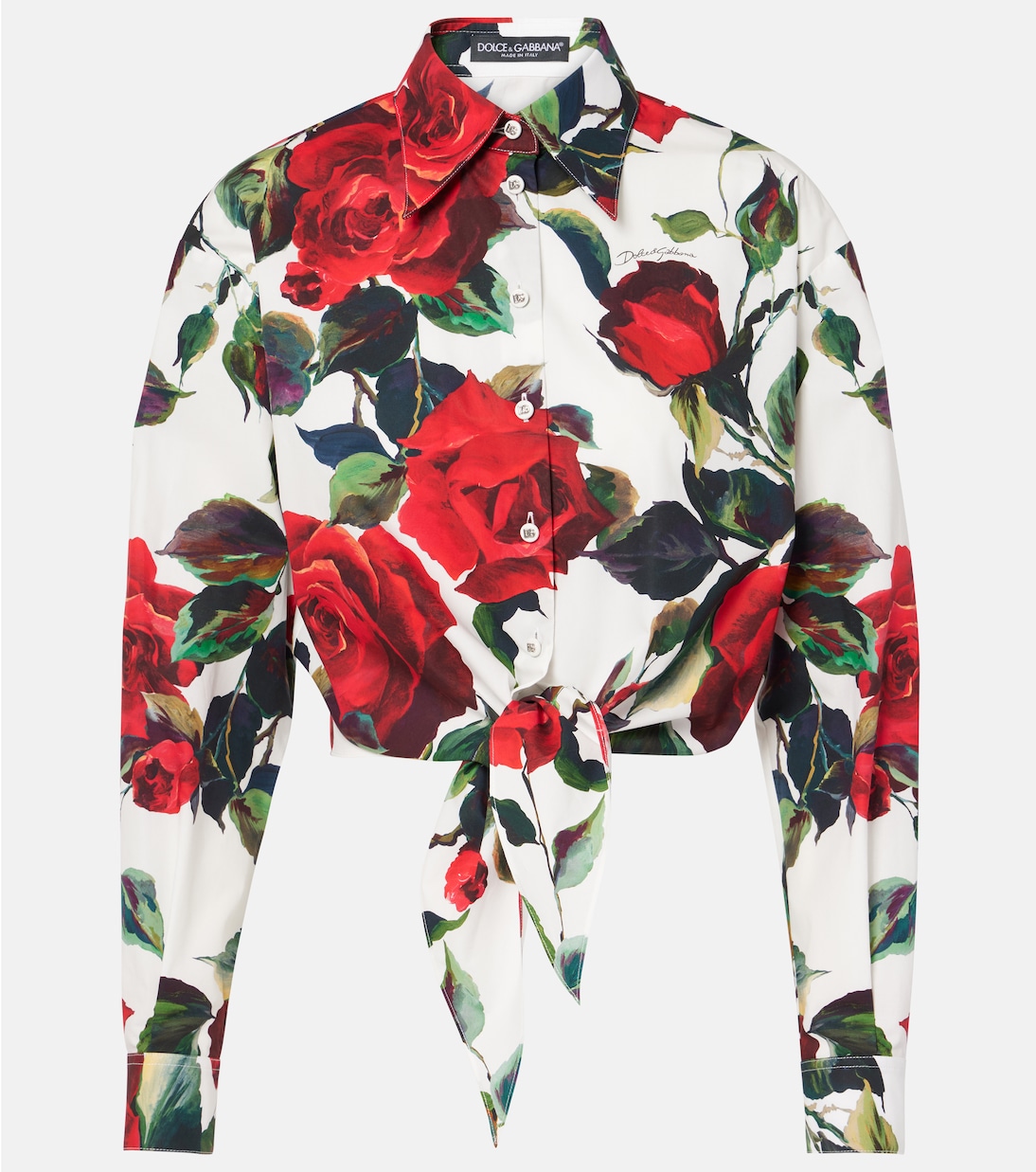 

Хлопковая рубашка с цветочным принтом Dolce&Gabbana, Rosa Rossa F.Bco