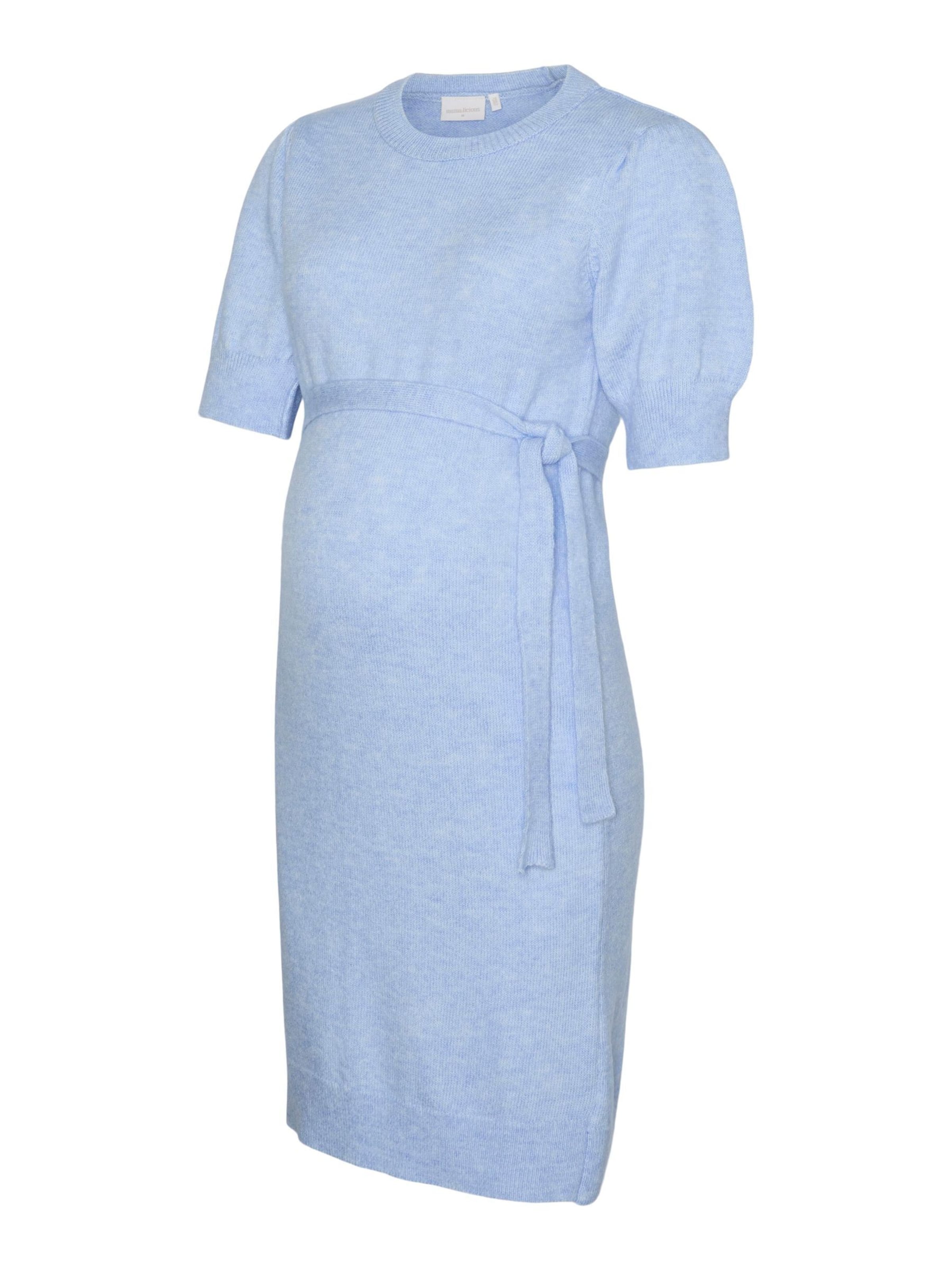 

MAMALICIOUS Вязаное платье 'MLCarmen' в цвете Light Blue