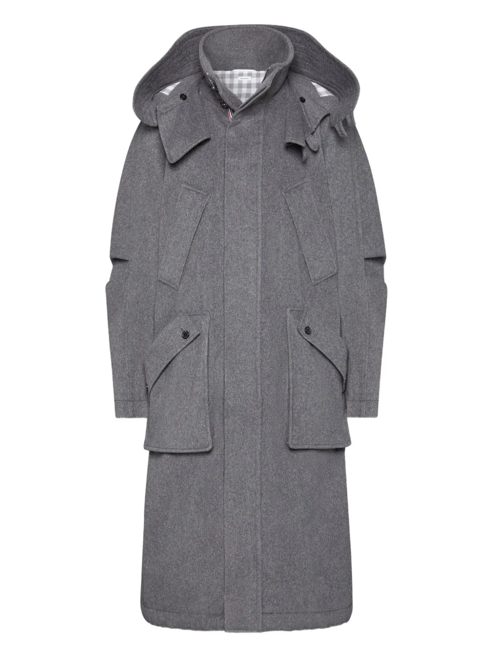 

Пальто со съемным капюшоном THOM BROWNE, серый