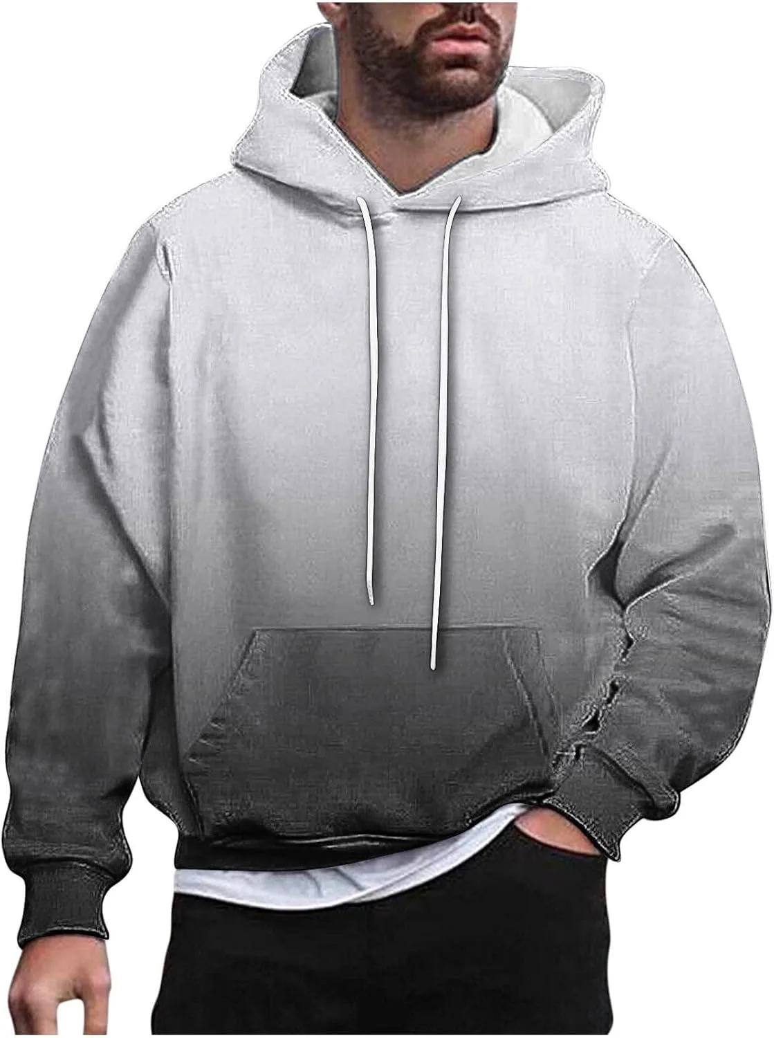 

Толстовка с капюшоном Fleece для мужчин, Long Sleeve, Gradient, с карманами