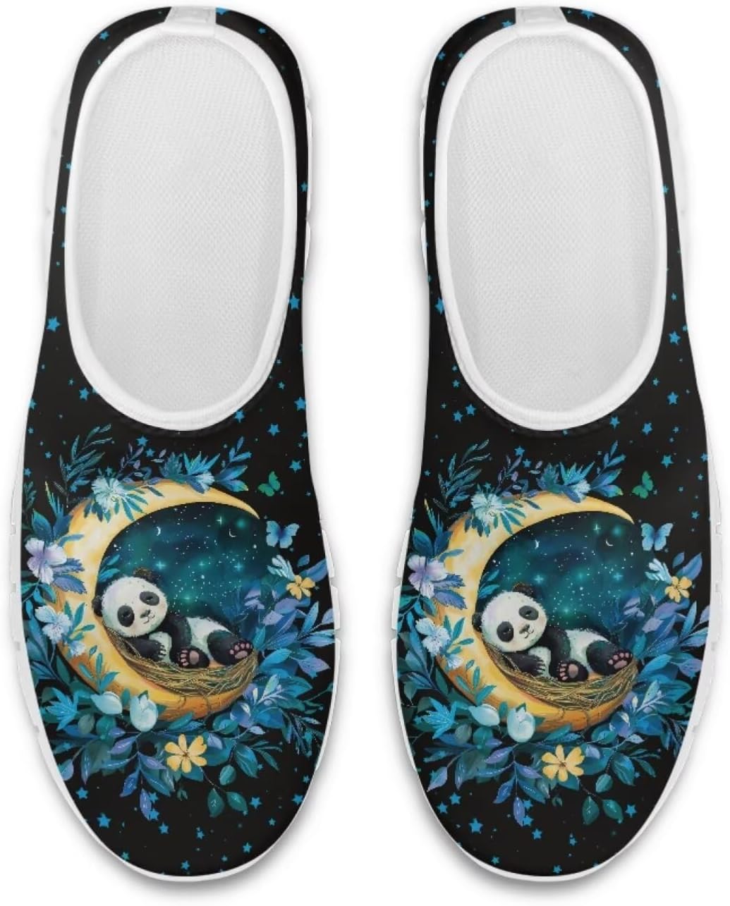 

Кроссовки-челси Chaqlin Slip-On для женщин и мужчин, дорожно-беговые теннисные туфли с животным принтом, низкие дышащие сетчатые теннисные туфли Clipper, Moon Floral Panda