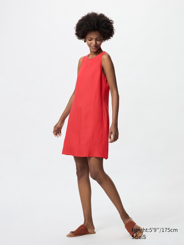 

Мини-Платье из льняной смеси (без рукавов) Uniqlo, красный