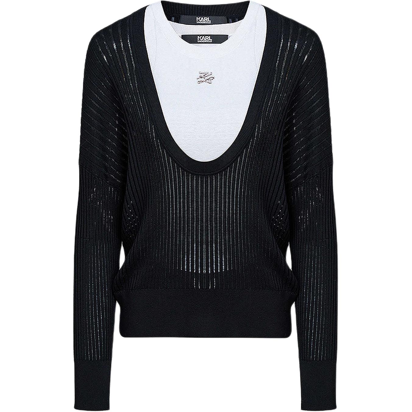 

Футболка KARL LAGERFELD FW25 с рукавом дроп-шолдер и свободным кроем для женщин KARL LAGERFELD / Karl Lagerfeld Jeans, черный белый