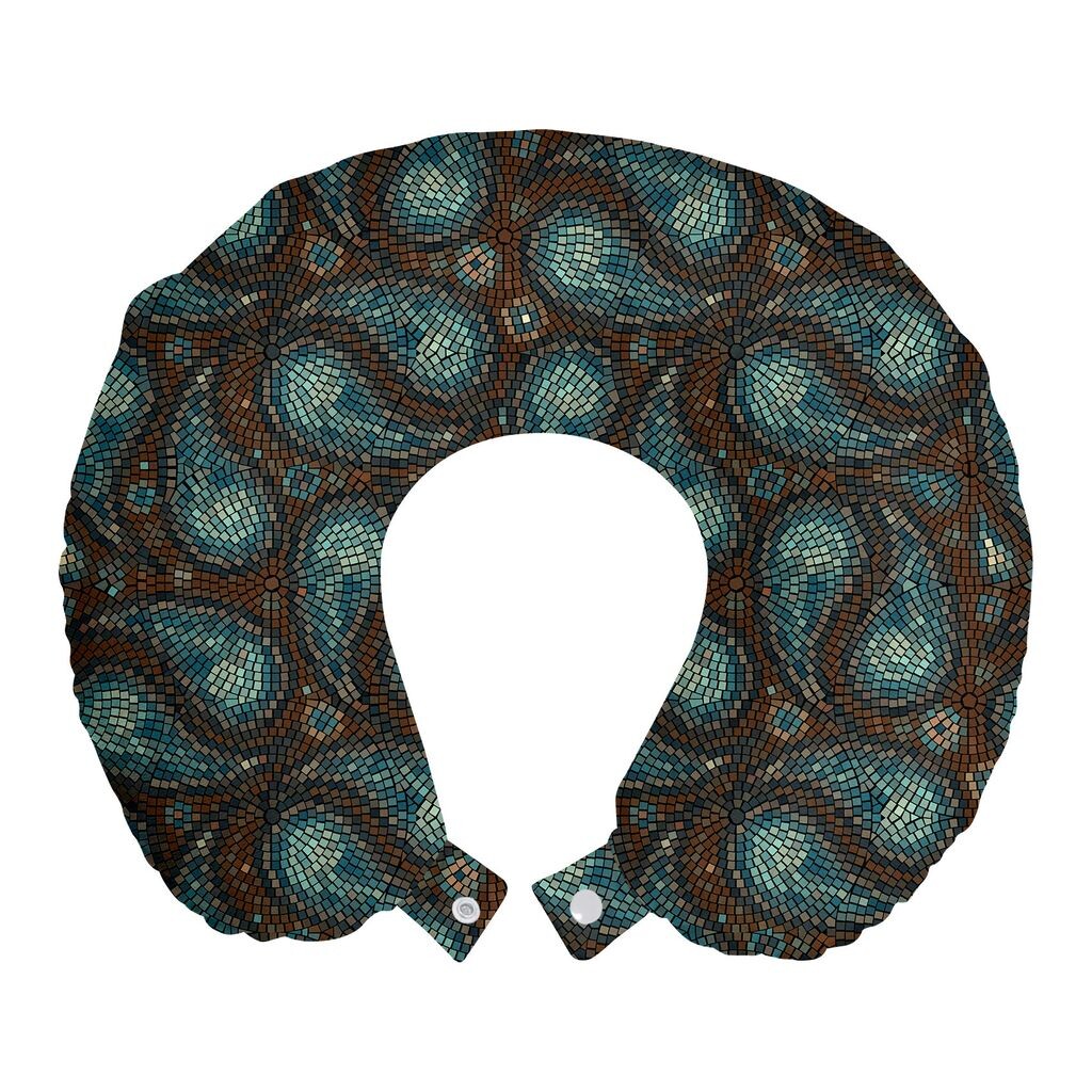 

ABAKUHAUS Дорожная подушка Paisley, поддержка шеи, современная каплевидная форма, дорожный предмет из пенопласта для самолета и автомобиля, 30x30 см, коричнево-синий и темно-синий