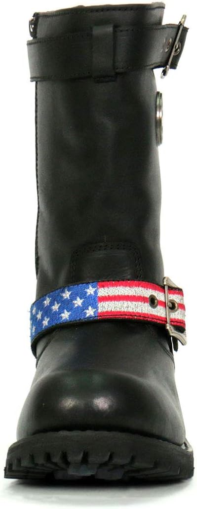 Мужские высокие черные сапоги Hot Leathers BTM1019 с круглыми носками и ремешком с флагом - размер 8,5 ‎Hot Leathers — фото 4