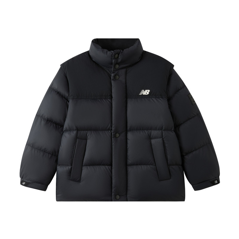 

Детская пуховая куртка с воротником стойкой и съемными рукавами New Balance, черный/bk