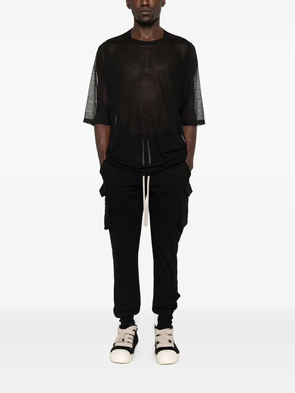 Футболка из прозрачной шерсти Rick Owens, черный — фото 2