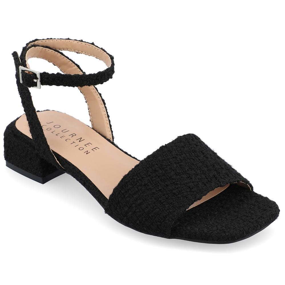 Женские твидовые босоножки Tru Comfort на низком каблуке Journee Collection Adleey Tru Comfort, черный
