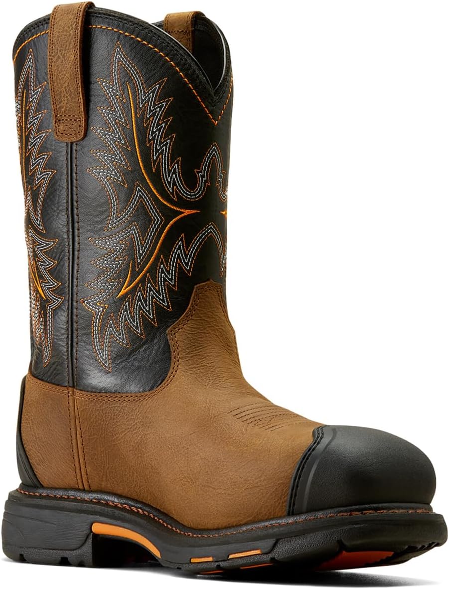 Мужские ботинки ARIAT Workhog Csa с водонепроницаемой утепленной композитной носовой частью, черный/коричневый — фото 4