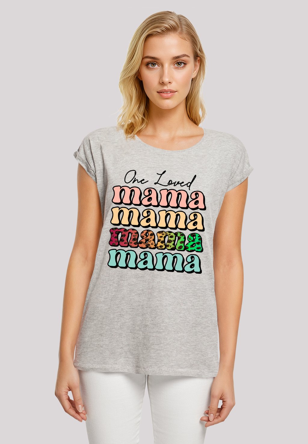 

Футболка с принтом MOTHERS DAY MAMA TYPOGRAPHY LEOPARD F4NT4STIC, серый