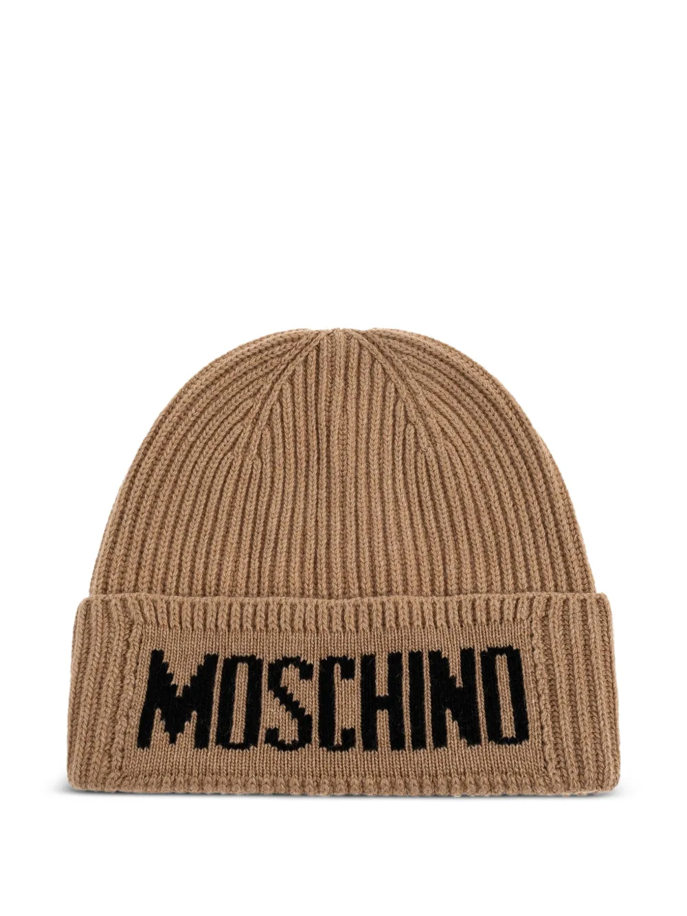 

Ребристая шапка с вышитым логотипом Moschino, коричневый