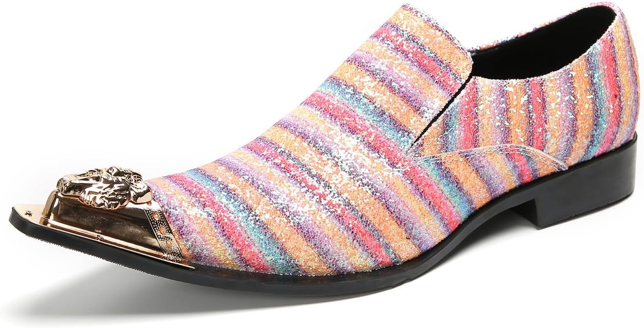 

Мужские слипоны Santimon Penny Loafers - мокасины из натуральной кожи с металлическим носком, вестерн-обувь для смокинга, свадеб и выпускных вечеров, Color-c