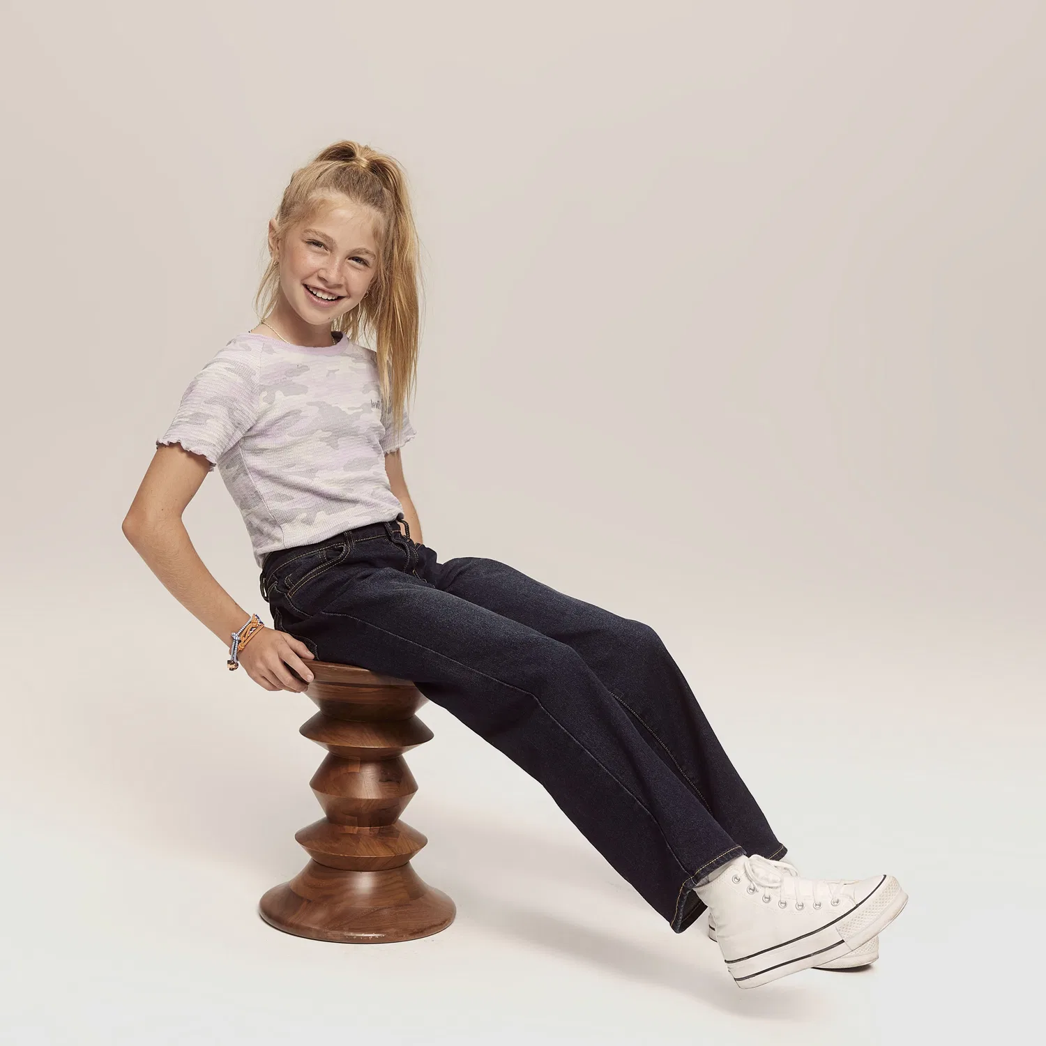 Широкие джинсы для девочек 4-6 лет Levi's, Dark Wash