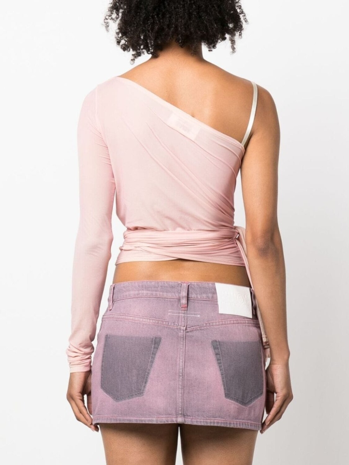 MM6 Maison Margiela укороченный топ асимметричного кроя, розовый — фото 4