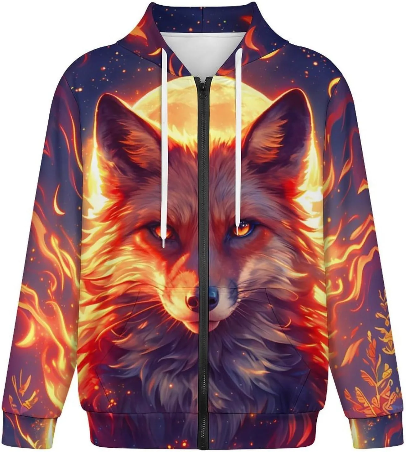 

Мужская худи с молнией и принтом волка FLAREO